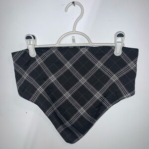 Plaid navy blue and white tube top